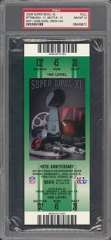 2006 Super Bowl XL Full Ticket, Green Variation - PSA GEM MT 10